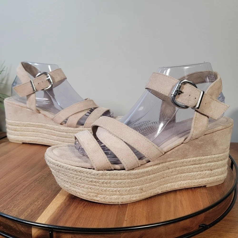 Madden NYC Charlette Strappy Sandal Wedge Espadrilles Size 8.5
